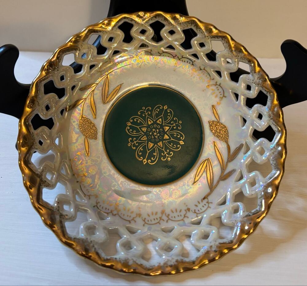 Royal Sealy China Reticulated Floral Accent Plate